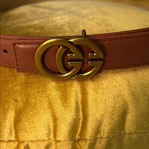Women's Tan Leather Belt with Gold GG Buckle
